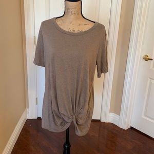 Brown long twist front T-shirt